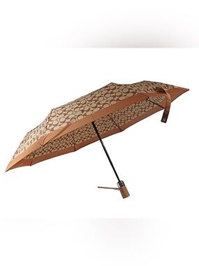 COACH | SIGNATURE UMBRELLA KHAKI SADDLE RETRACTABLE